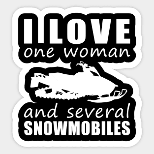 Winter Wonderland Love - Funny 'I Love One Woman and Several Snowmobiles' Tee! Sticker